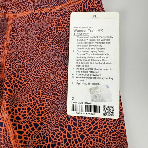 NWT LULULEMON Wunder Train High-Rise Tight 25" Size 2 Crackle Glaze Vintg Orange - Picture 5 of 9